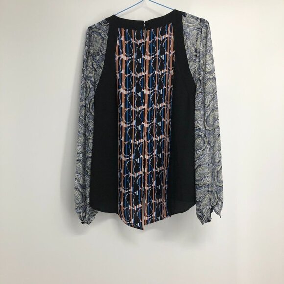NWT BCBGMAXAZRIA Kathy Abstract paisley print sheer balloon  sleeve blouse xxs - Picture 4 of 16